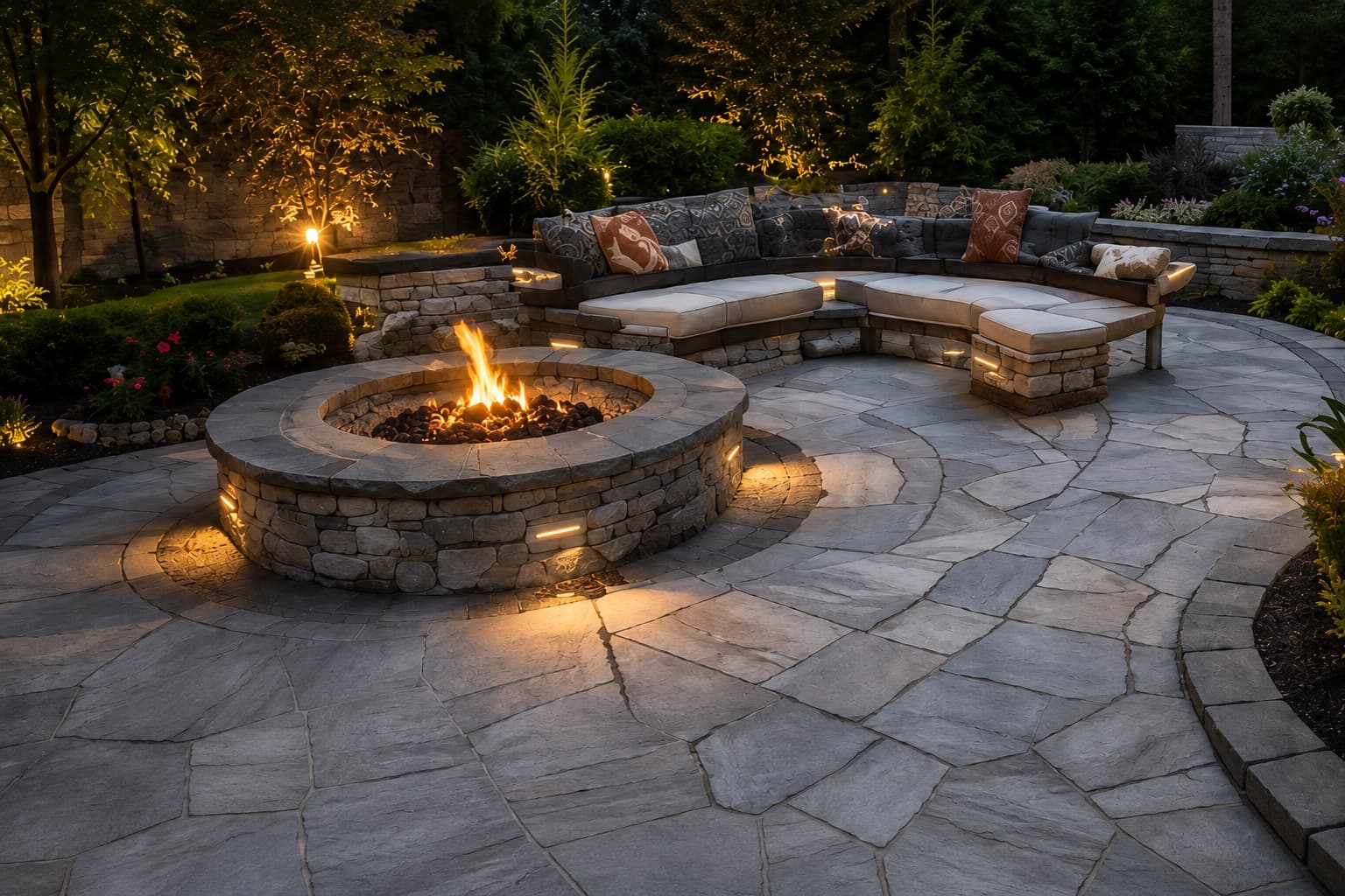 Finished fire pit patio